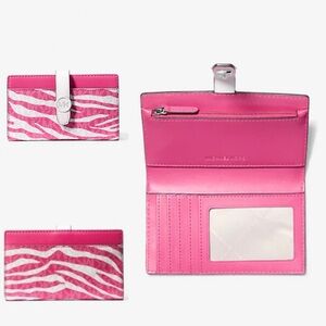 NWT Michael Kors | Pink Greenwich Medium Zebra Signature Logo Wallet $258